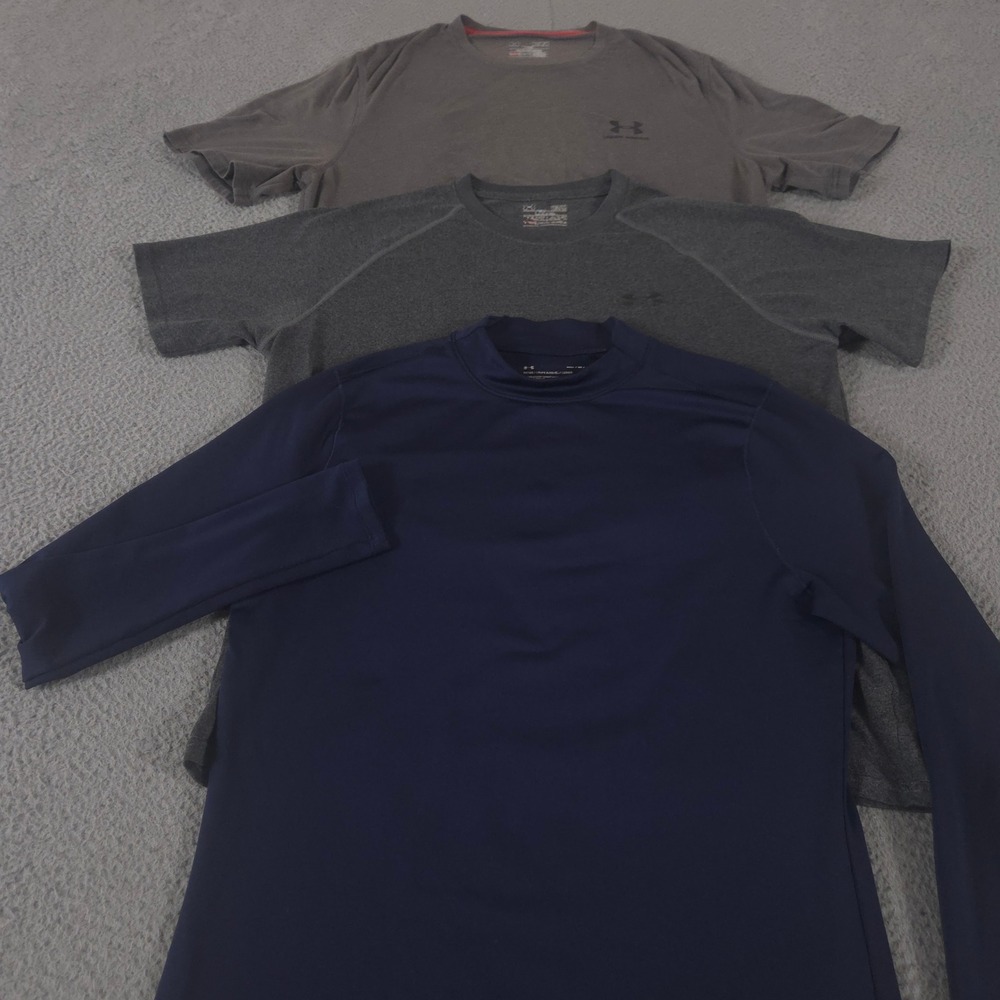 LOT OF 3 Under Armour Shirt Mens Medium Multi Sportstyle Tech Heatgear Coldgear
